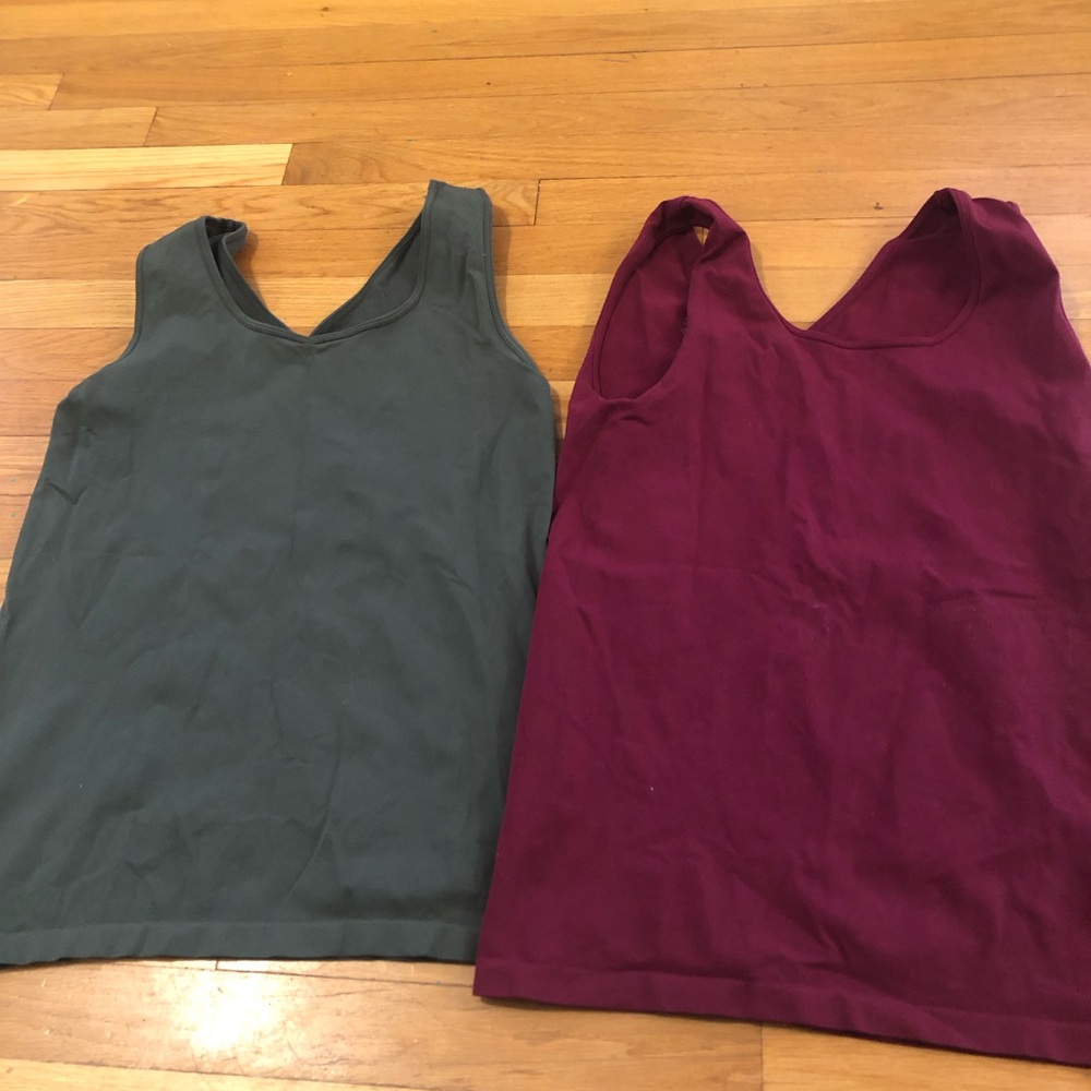 Women's Sleeveless Tops - Green and Burgundy